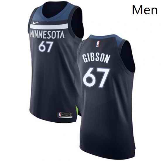 Mens Nike Minnesota Timberwolves 67 Taj Gibson Authentic Navy Blue Road NBA Jersey Icon Edition